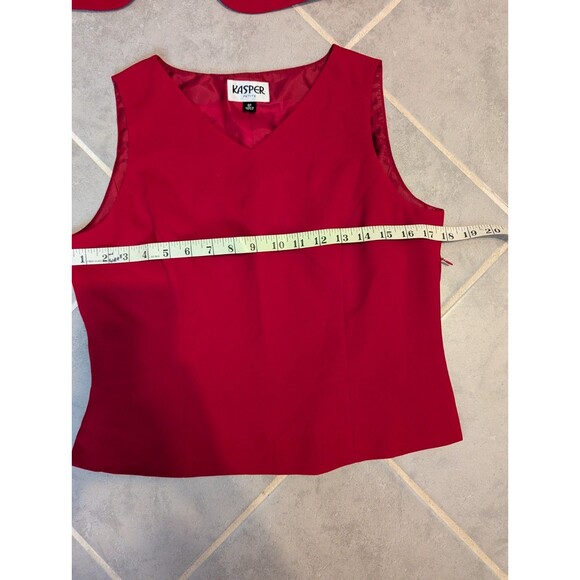 KASPER 3PC deep Red polyester Lined skirt suit women's Size 6P - Picture 5 of 16